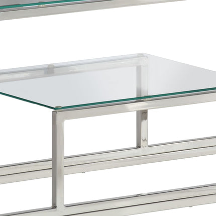 Konsolbord silver rostfritt stål och härdat glas