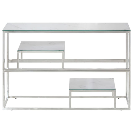 Konsolbord silver rostfritt stål och härdat glas