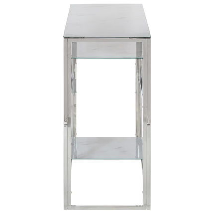 Konsolbord silver rostfritt stål och härdat glas