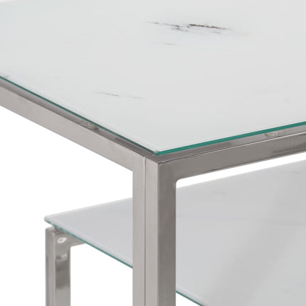 Konsolbord silver rostfritt stål och härdat glas