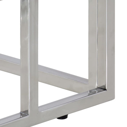 Konsolbord silver rostfritt stål och härdat glas