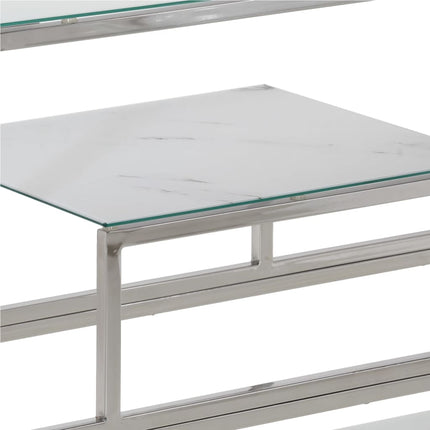 Konsolbord silver rostfritt stål och härdat glas