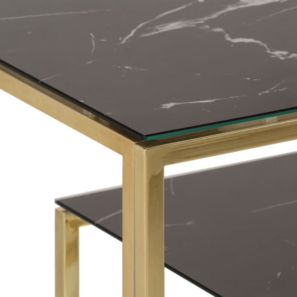 Konsolbord guld rostfritt stål och härdat glas