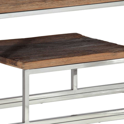Konsolbord silver rostfritt stål och massivt trä