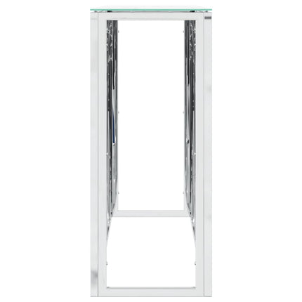 Avlastningsbord silver 110x30x70 cm rostfritt stål och glas