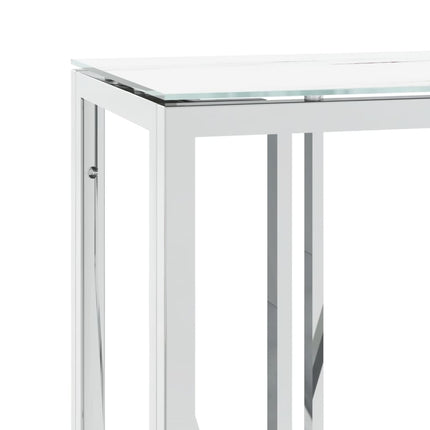 Avlastningsbord silver 110x30x70 cm rostfritt stål och glas