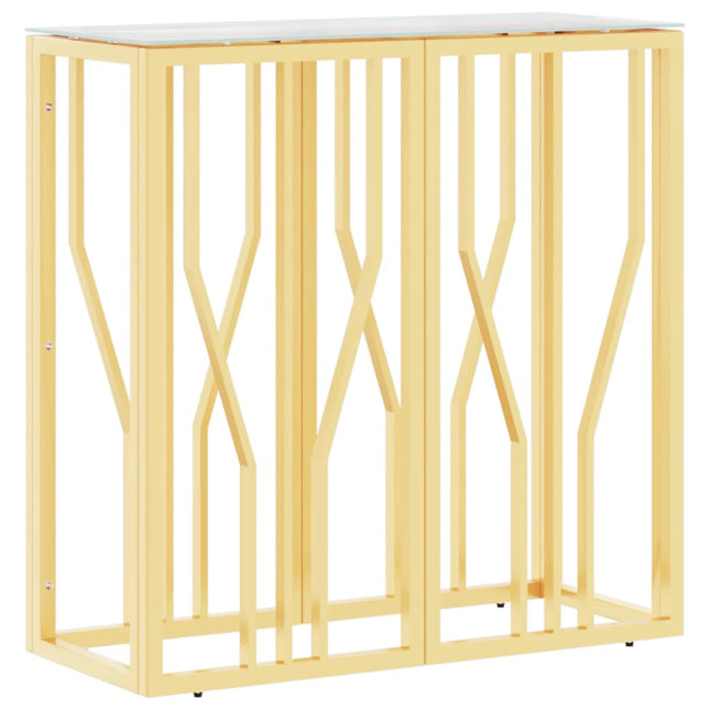 Avlastningsbord guld 70x30x70 cm rostfritt stål och glas