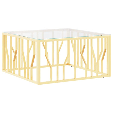 Soffbord guld 80x80x40 cm rostfritt stål och glas