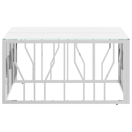 Soffbord silver 80x80x40 cm rostfritt stål och glas