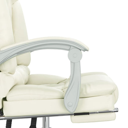 Kontorsstol med massage gräddvit konstläder