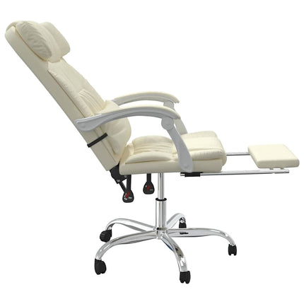 Kontorsstol med massage gräddvit konstläder