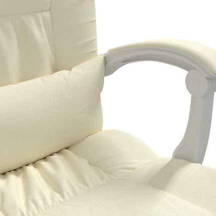 Kontorsstol med massage gräddvit konstläder