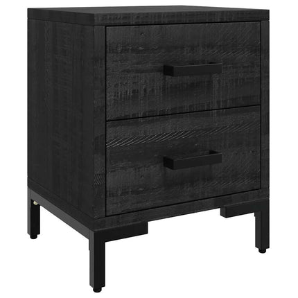 Sängbord svart 36x30x45 cm massivt massiv furu