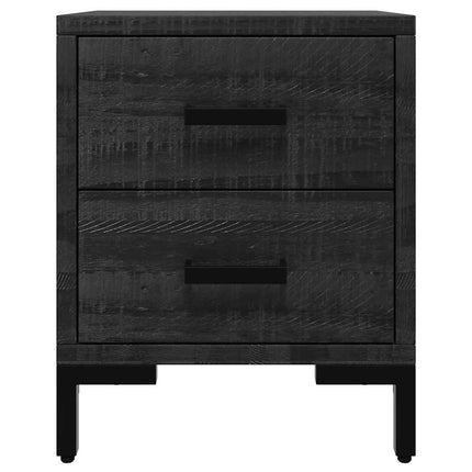 Sängbord svart 36x30x45 cm massivt massiv furu