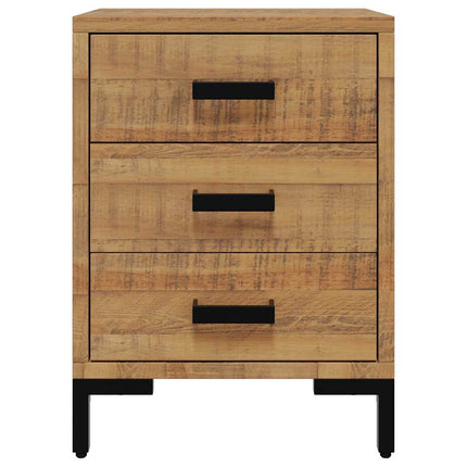 Sängbord brun 40x30x55 cm massiv återvunne furu
