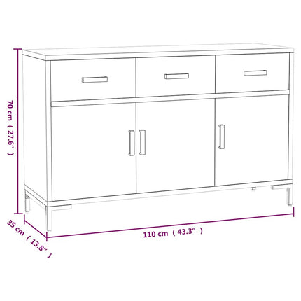 Skänk brun 110x35x70 cm massiv furu