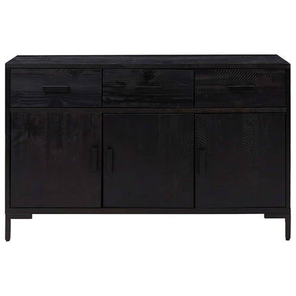Skänk svart 110x35x70 cm massiv furu