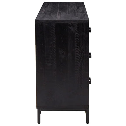Skänk svart 110x35x70 cm massiv furu
