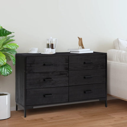 Skänk svart 110x35x70 cm massiv furu