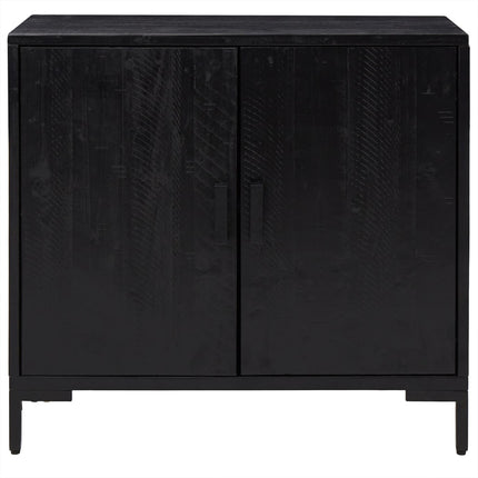 Skänk svart 75x35x70 cm massiv furu