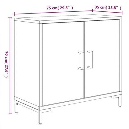Skänk svart 75x35x70 cm massiv furu