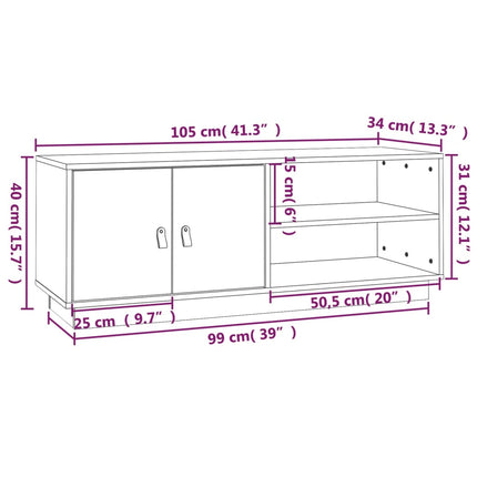 Tv-bänk svart 105x34x40 cm massiv furu