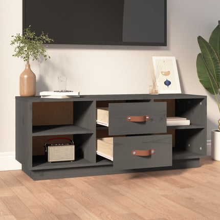 Tv-bänk grå 100x34x40 cm massiv furu
