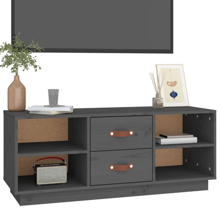 Tv-bänk grå 100x34x40 cm massiv furu