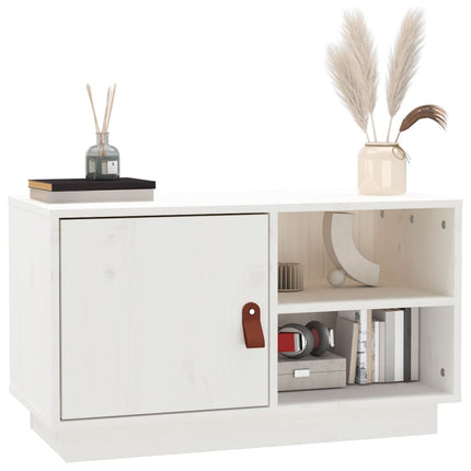 Tv-bänk vit 70x34x40 cm massiv furu