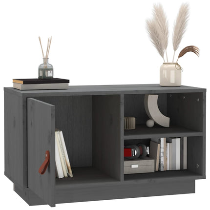 Tv-bänk grå 70x34x40 cm massiv furu