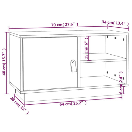 Tv-bänk grå 70x34x40 cm massiv furu