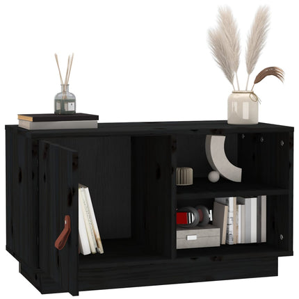 Tv-bänk svart 70x34x40 cm massiv furu