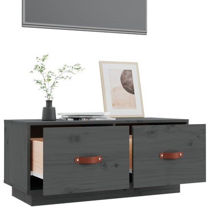 Tv-bänk grå 80x34x35 cm massiv furu