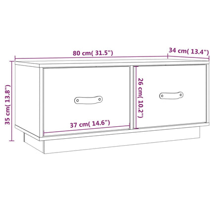 Tv-bänk grå 80x34x35 cm massiv furu