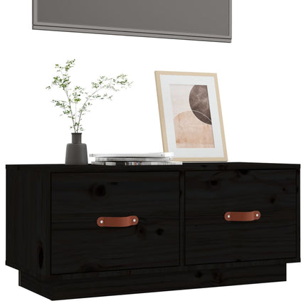 Tv-bänk svart 80x34x35 cm massiv furu