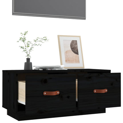 Tv-bänk svart 80x34x35 cm massiv furu