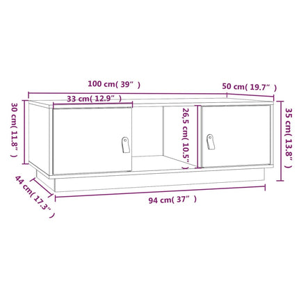 Soffbord vit 100x50x35 cm massiv furu