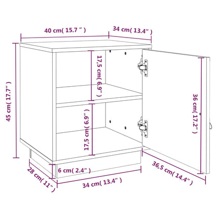 Sängbord vit 40x34x45 cm massivt furuträ