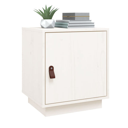 Sängbord 2 st vit 40x34x45 cm massivt furuträ