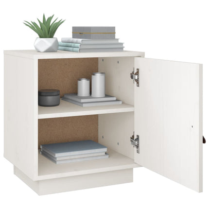 Sängbord 2 st vit 40x34x45 cm massivt furuträ