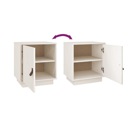 Sängbord 2 st vit 40x34x45 cm massivt furuträ