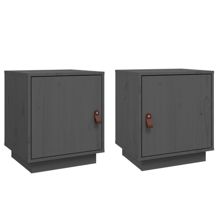Sängbord 2 st grå 40x34x45 cm massivt furuträ