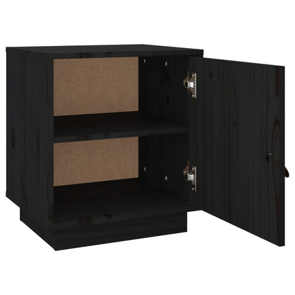 Sängbord svart 40x34x45 cm massiv furu