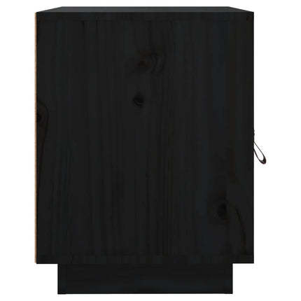 Sängbord 2 st svart 40x34x45 cm massivt furuträ