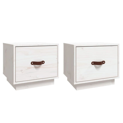 Sängbord 2 st vit 40x34x35 cm massivt furuträ
