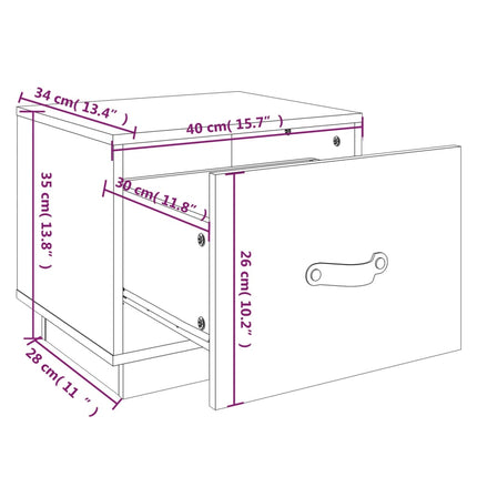 Sängbord svart 40x34x35cm massiv furu