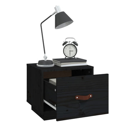 Sängbord 2 st svart 40x34x35 cm massiv furu