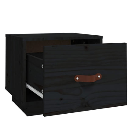 Sängbord 2 st svart 40x34x35 cm massiv furu