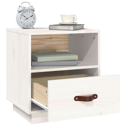 Sängbord vit 40x34x45 cm massivt furuträ
