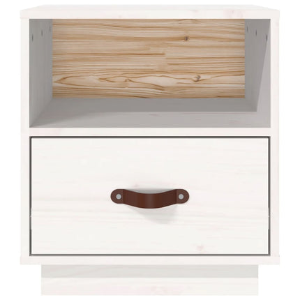 Sängbord vit 40x34x45 cm massivt furuträ